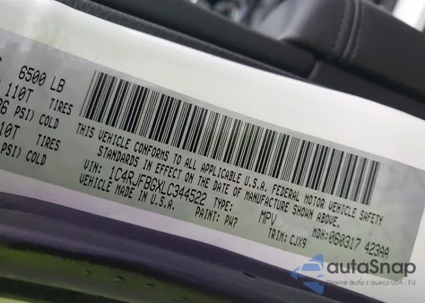 2020 Jeep Grand Cherokee Limited 4X4 z USA, uszkodzony, nr VIN 1C4RJFBGXLC344522